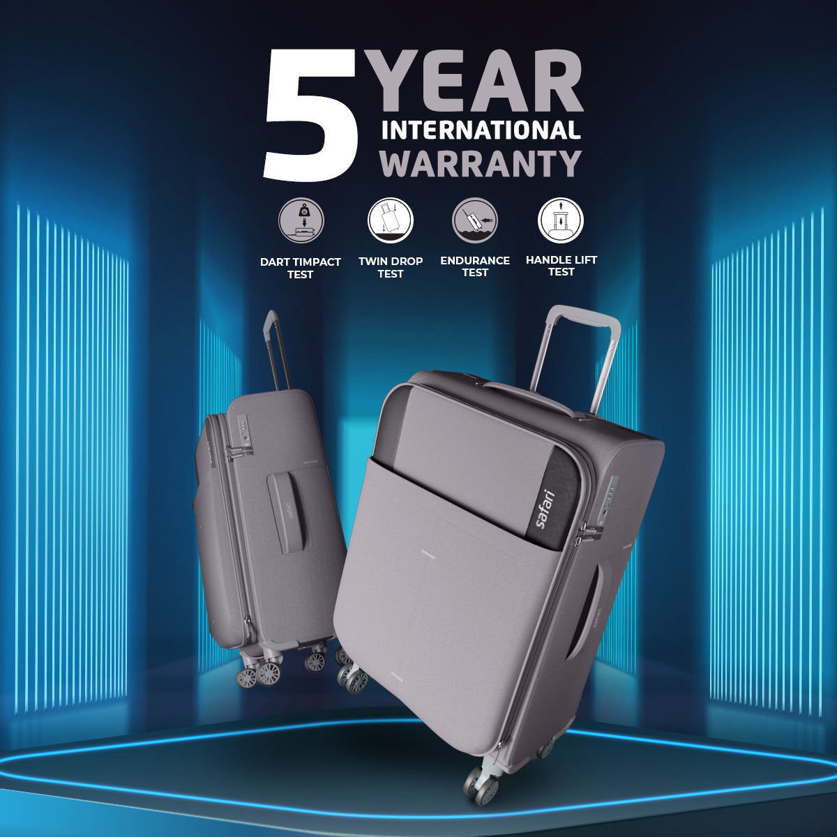 Safari Airpro Set of 3 Grey Lightweight Trolley Bags with 360° Wheels