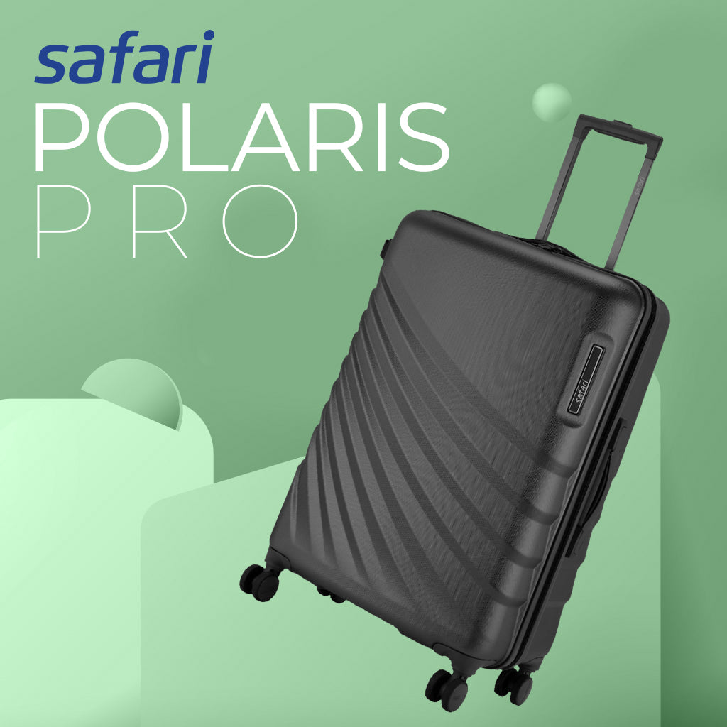 Safari Polaris Pro Castle Black Trolley Bag with TSA Lock, Dual wheels, Side Hooks and Wet Pouch