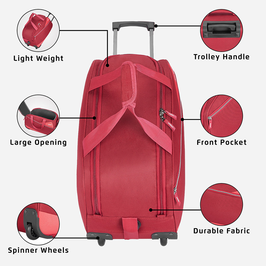 Safari Red Buzz Rolling Duffle Bag With Wheels