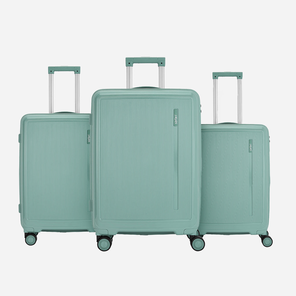 Safari Cooper Green Trolley Bag with Dual Wheels & Anti-Theft Zipper