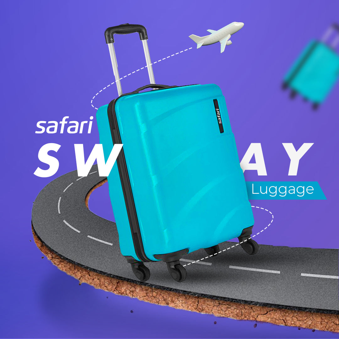 Safari Sway Set of 2 Cyan Trolley Bags with 360° Wheels
