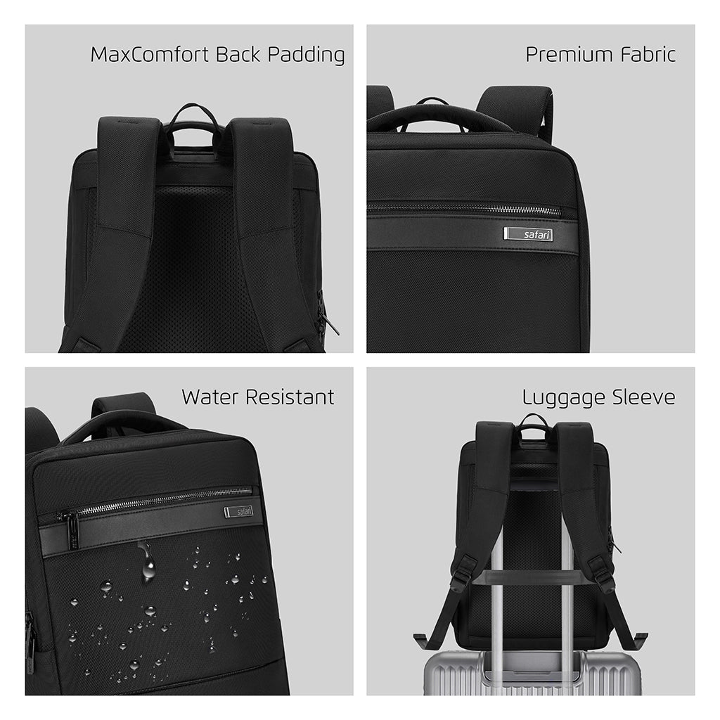 Safari Select Smart 15L Black Formal Backpack with Laptop Sleeve