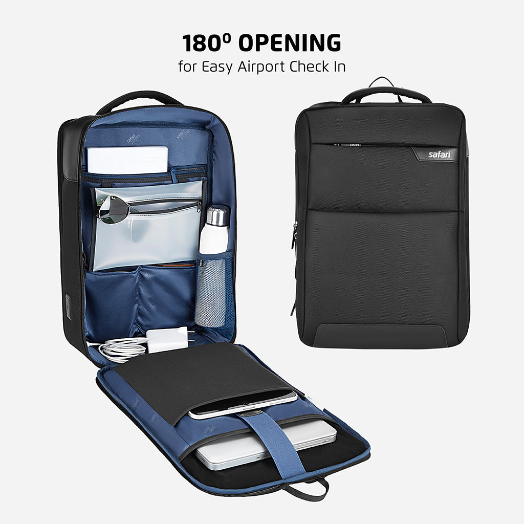 Safari Select Supreme 19L Black Formal Backpack with Laptop Sleeve