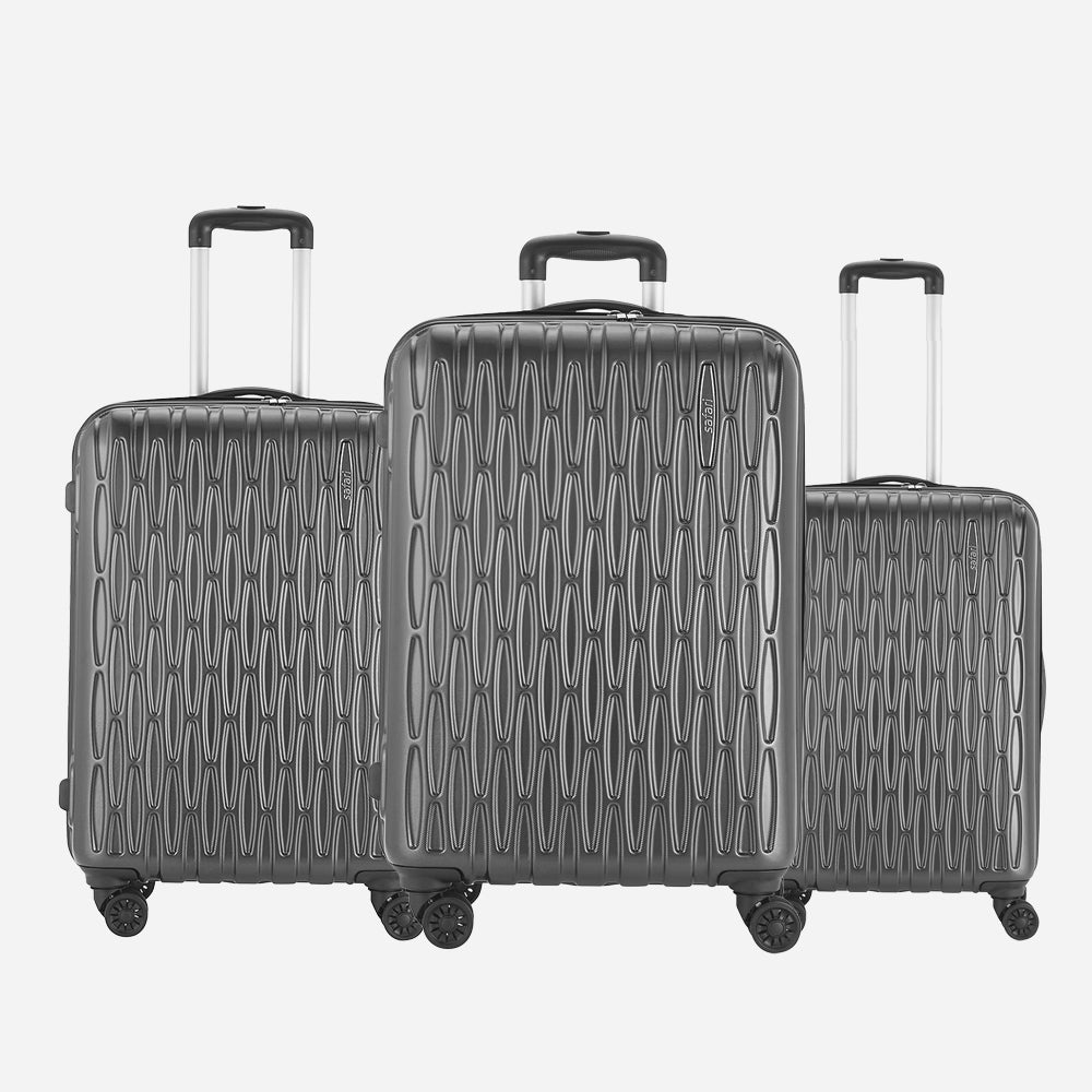 Safari Twister Set of 3 Gun Metal Trolley Bags with Dual Wheels & Anti Theft Zipper
