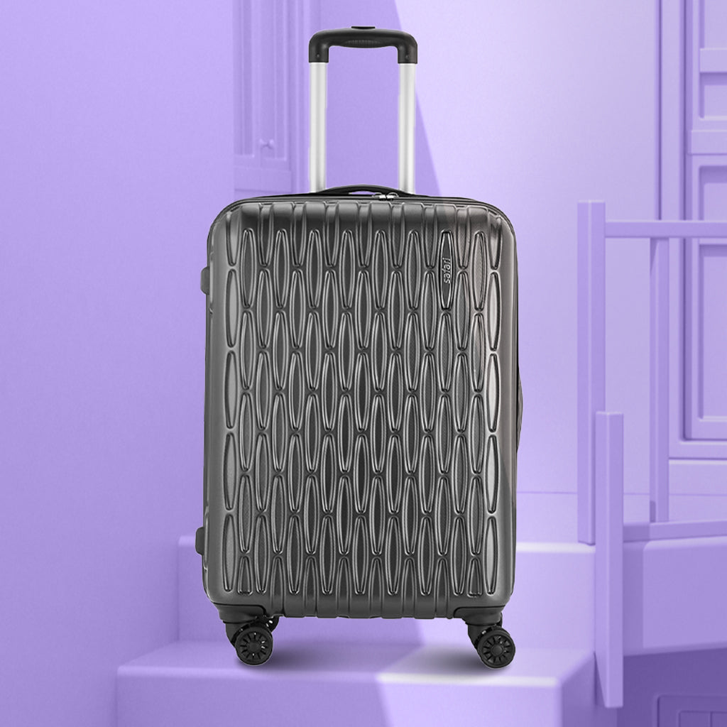 Safari Twister Set of 3 Gun Metal Trolley Bags with Dual Wheels & Anti Theft Zipper