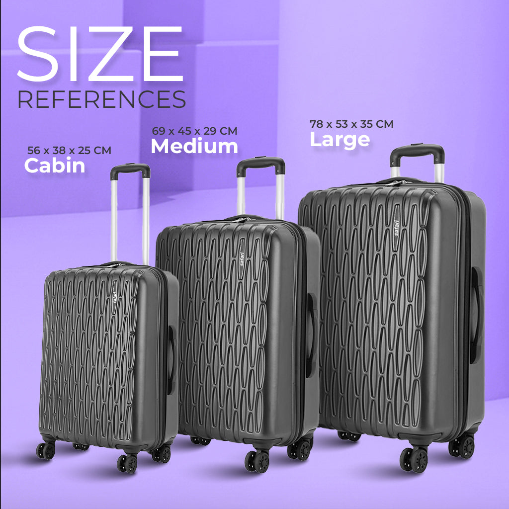 Safari Twister Set of 3 Gun Metal Trolley Bags with Dual Wheels & Anti Theft Zipper