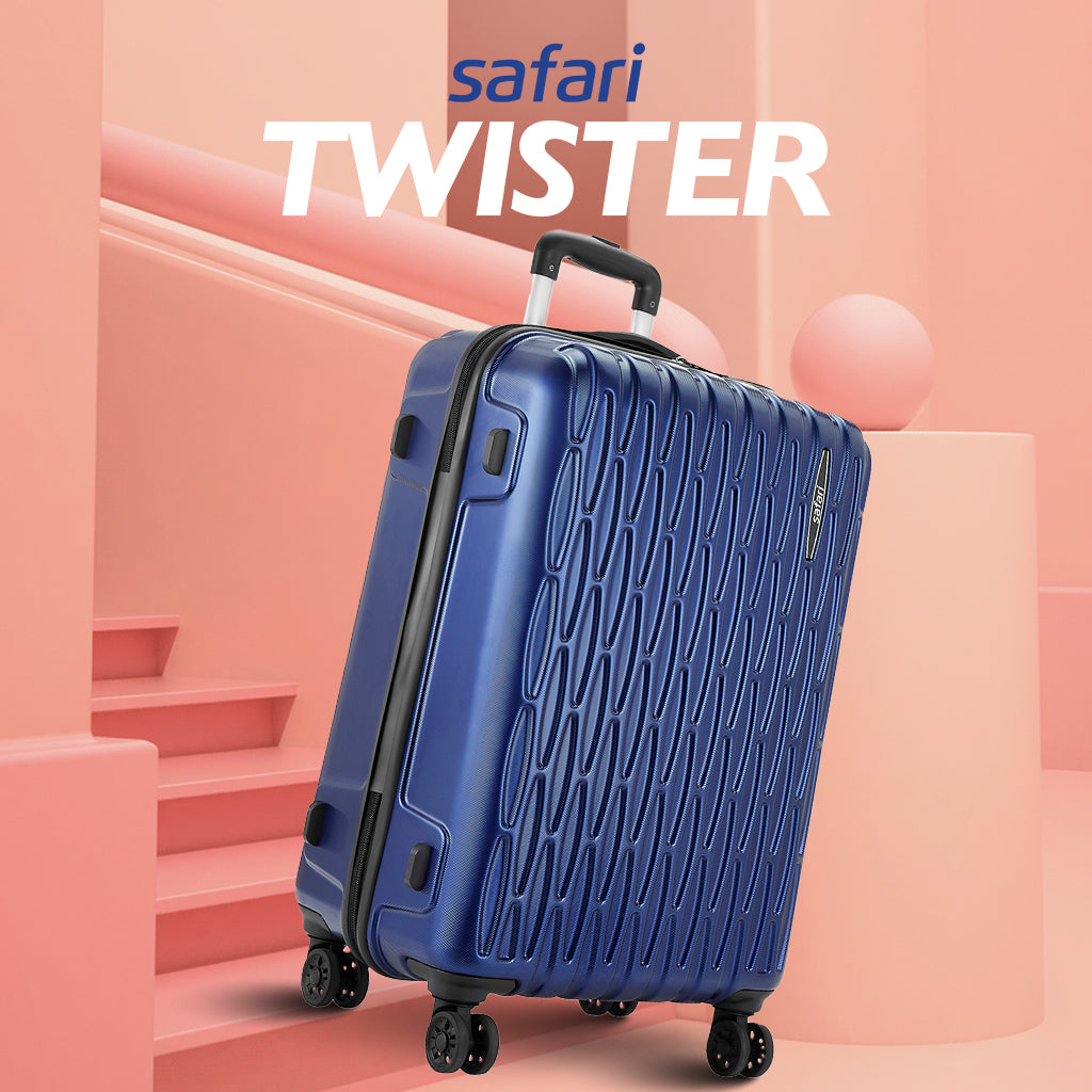Safari Twister Midnight Blue Trolley Bag with Dual Wheels & TSA Lock