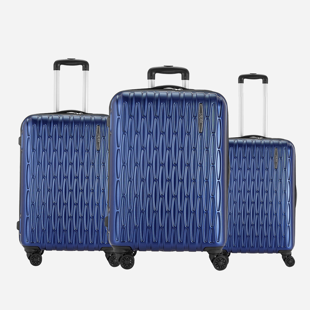 Safari Twister Set of 3 Midnight Blue Trolley Bags with Dual Wheels & Anti Theft Zipper
