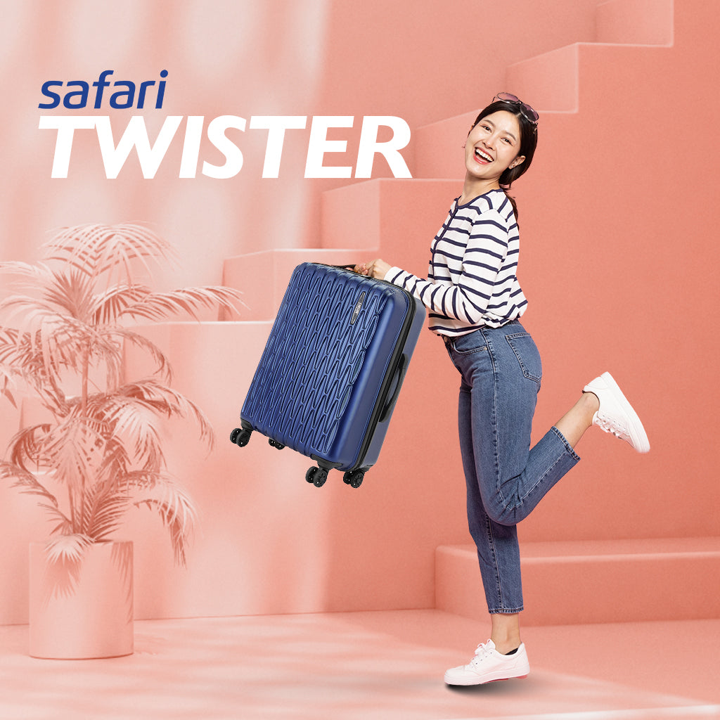 Safari Twister Midnight Blue Trolley Bag with Dual Wheels & TSA Lock