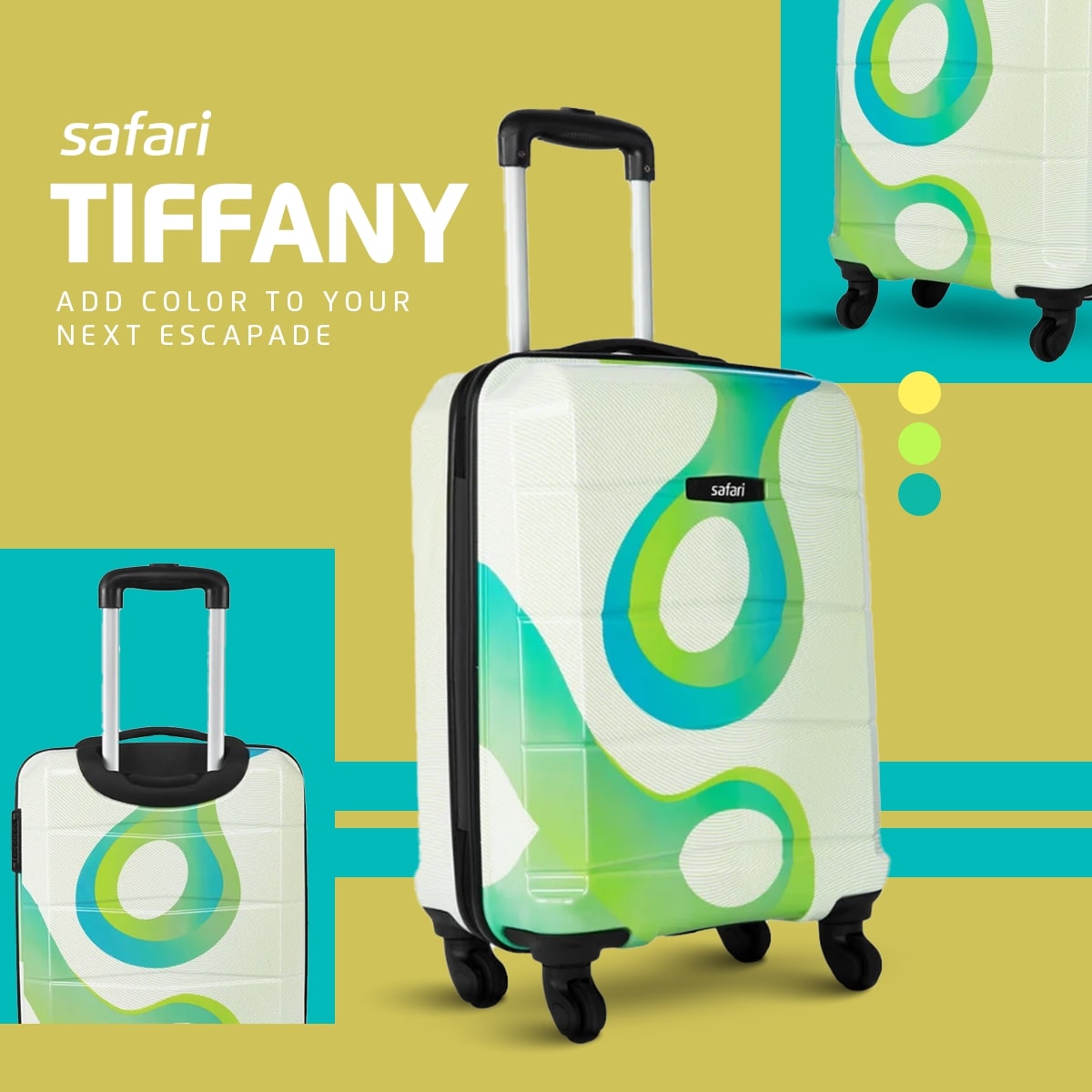 Safari Tiffany Set of 2 Printed Trolley Bags with 360° Wheels