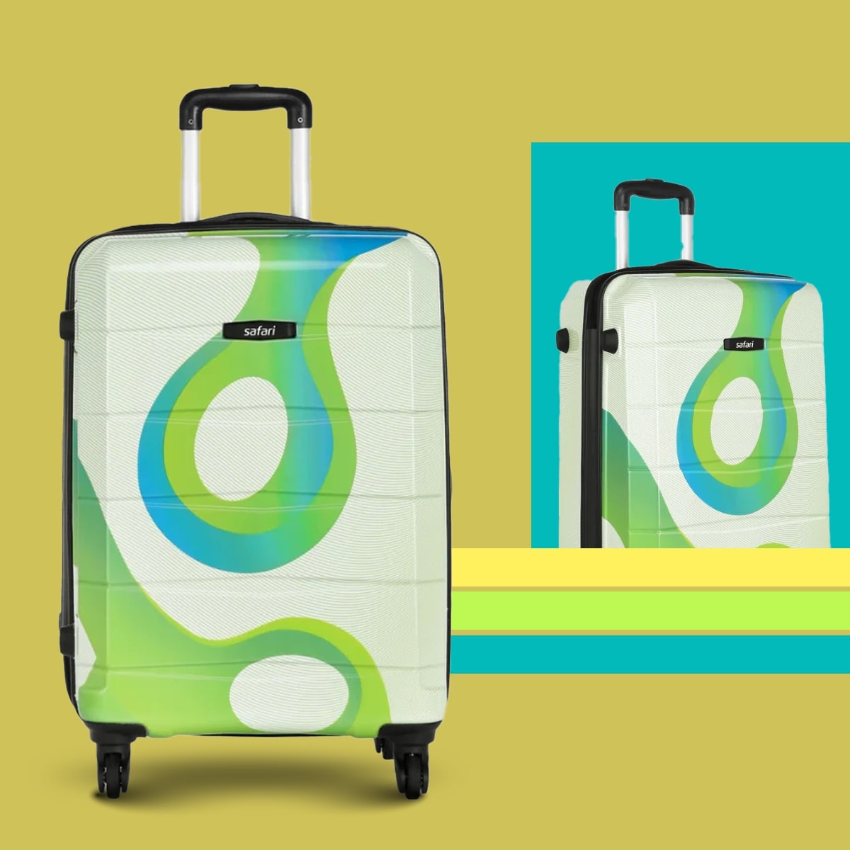 Safari Tiffany Set of 2 Printed Trolley Bags with 360° Wheels