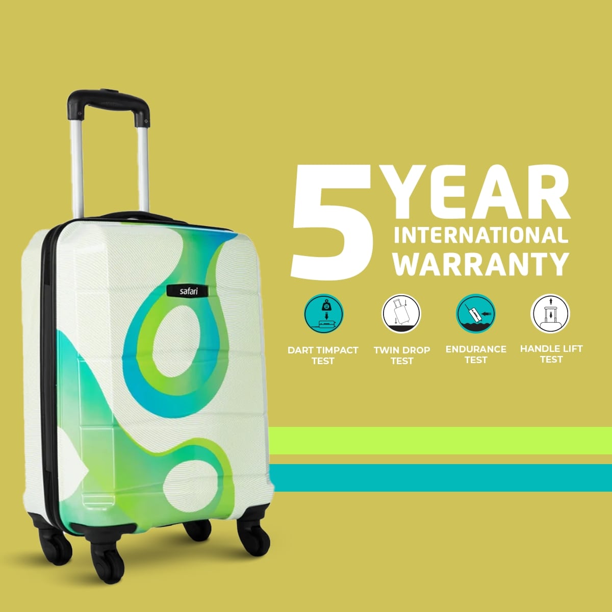 Safari Tiffany Printed Trolley Bag with 360° Wheels