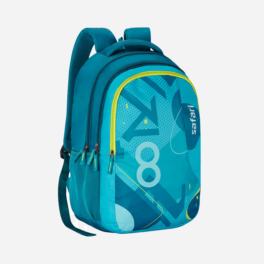 Safari Trio 13 37L Cyan School Backpack with Padded Back & Easy Access Pockets