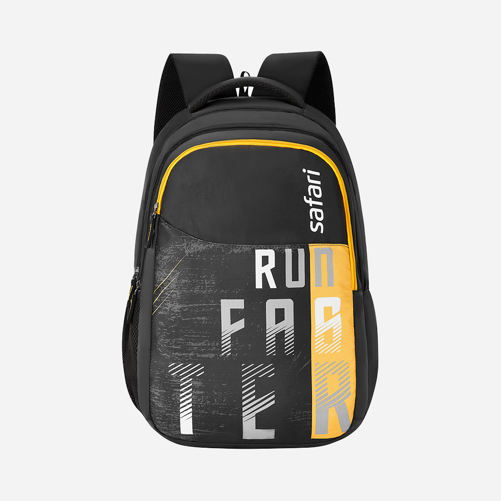 Safari Trio 14 37L Black School Backpack with Padded Back & Easy Access Pockets