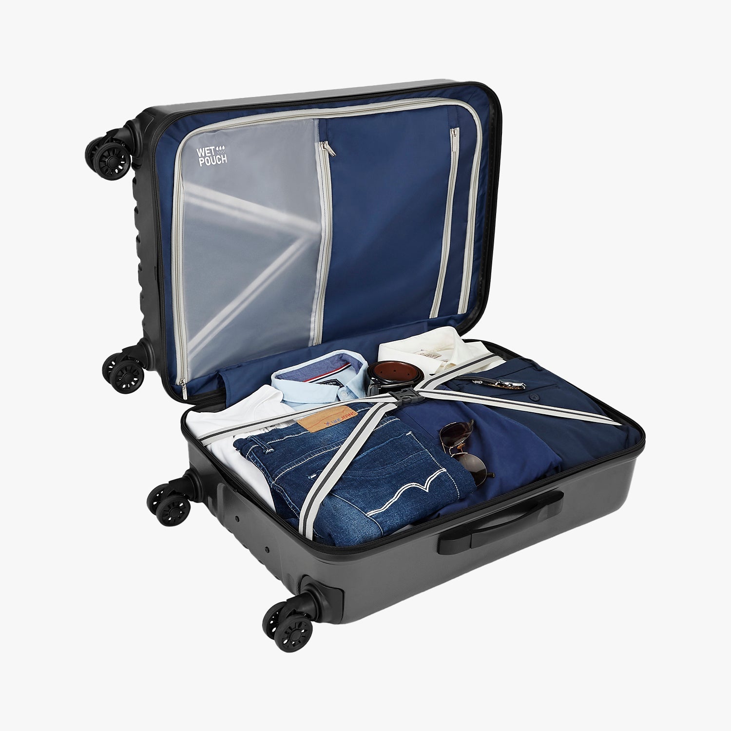 Safari Twister Set of 3 Gun Metal Trolley Bags with Dual Wheels & Anti Theft Zipper