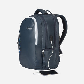 Safari Whiz 30L Blue Laptop Backpack with USB Port, Dust Resistant Fabric and Organized Interiors