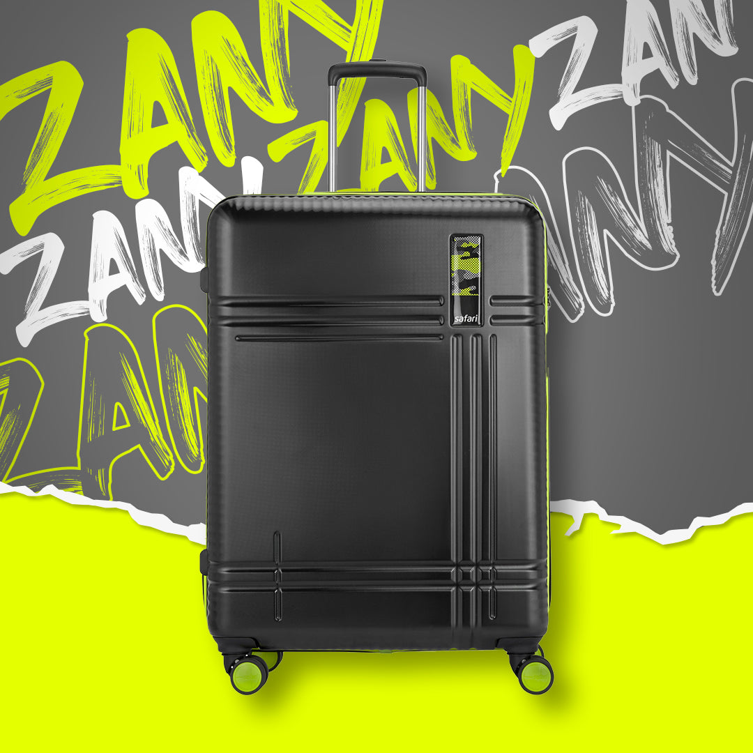 Zany Hard Luggage with TSA lock and Dual Wheels - Black