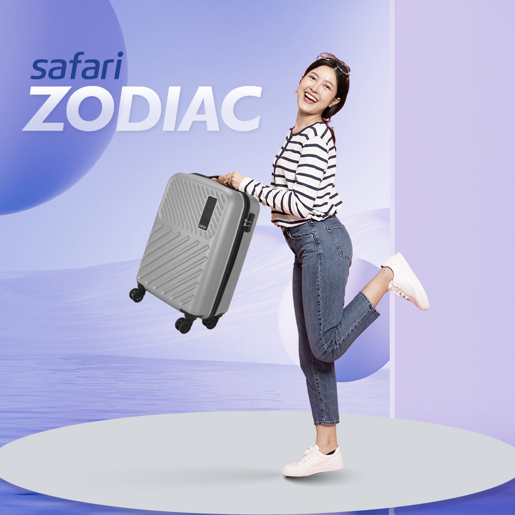 Safari Zodiac Silver Trolley Bag with Dual Wheels