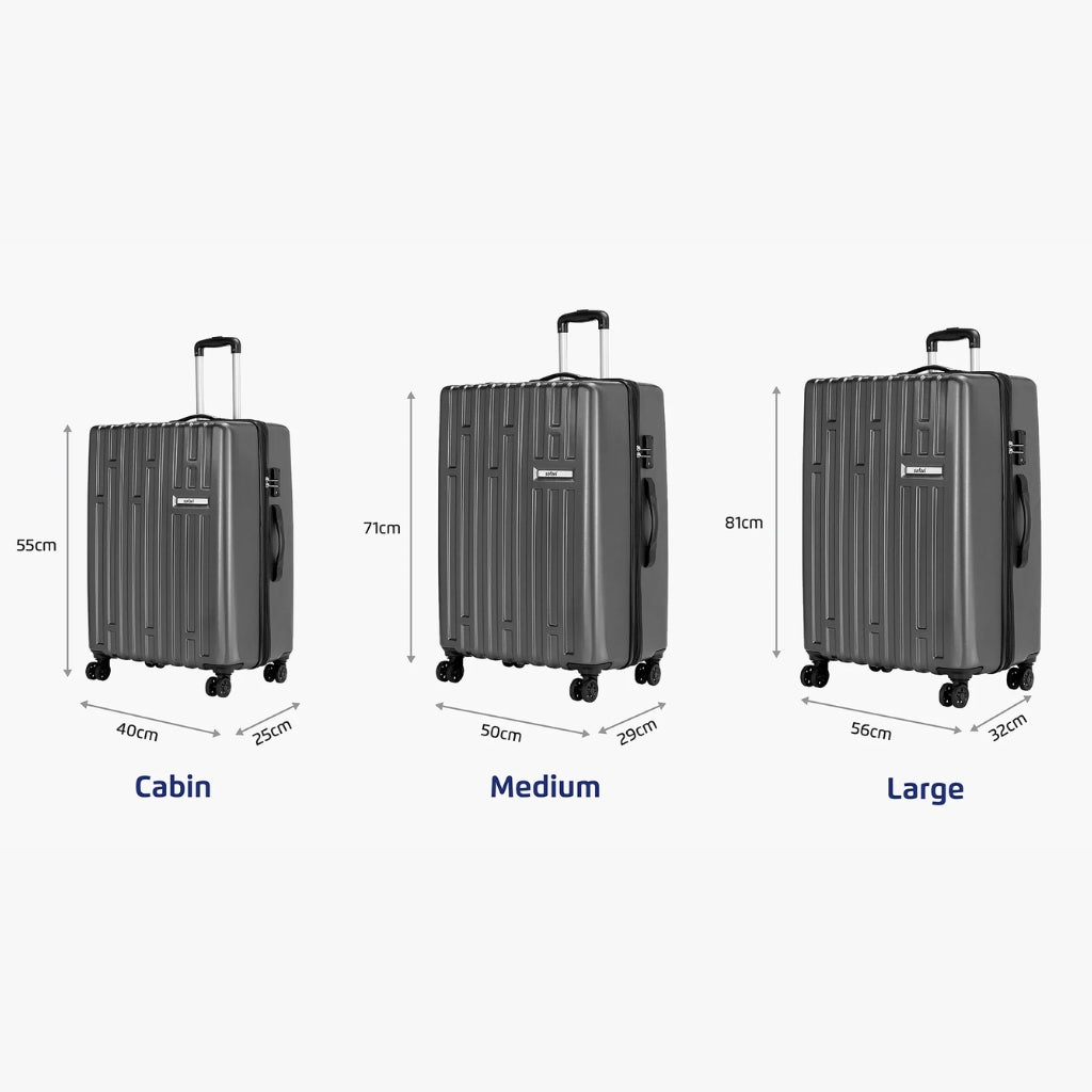 Safari Cargo Neo Set of 3 TSA Lock Trolley Bags with 360° Wheels