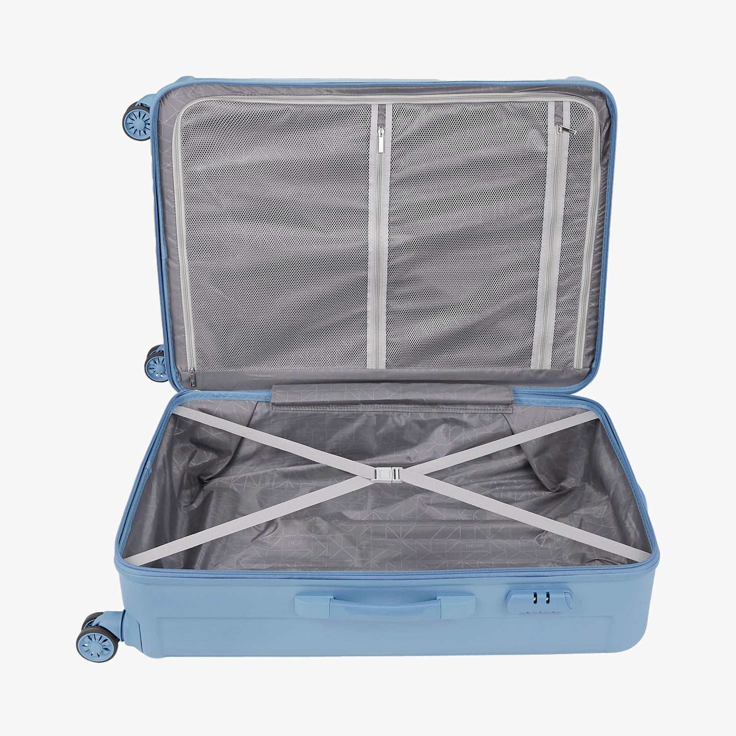 Safari Linea Set of 3 Pearl Blue Trolley Bags with Dual Wheels