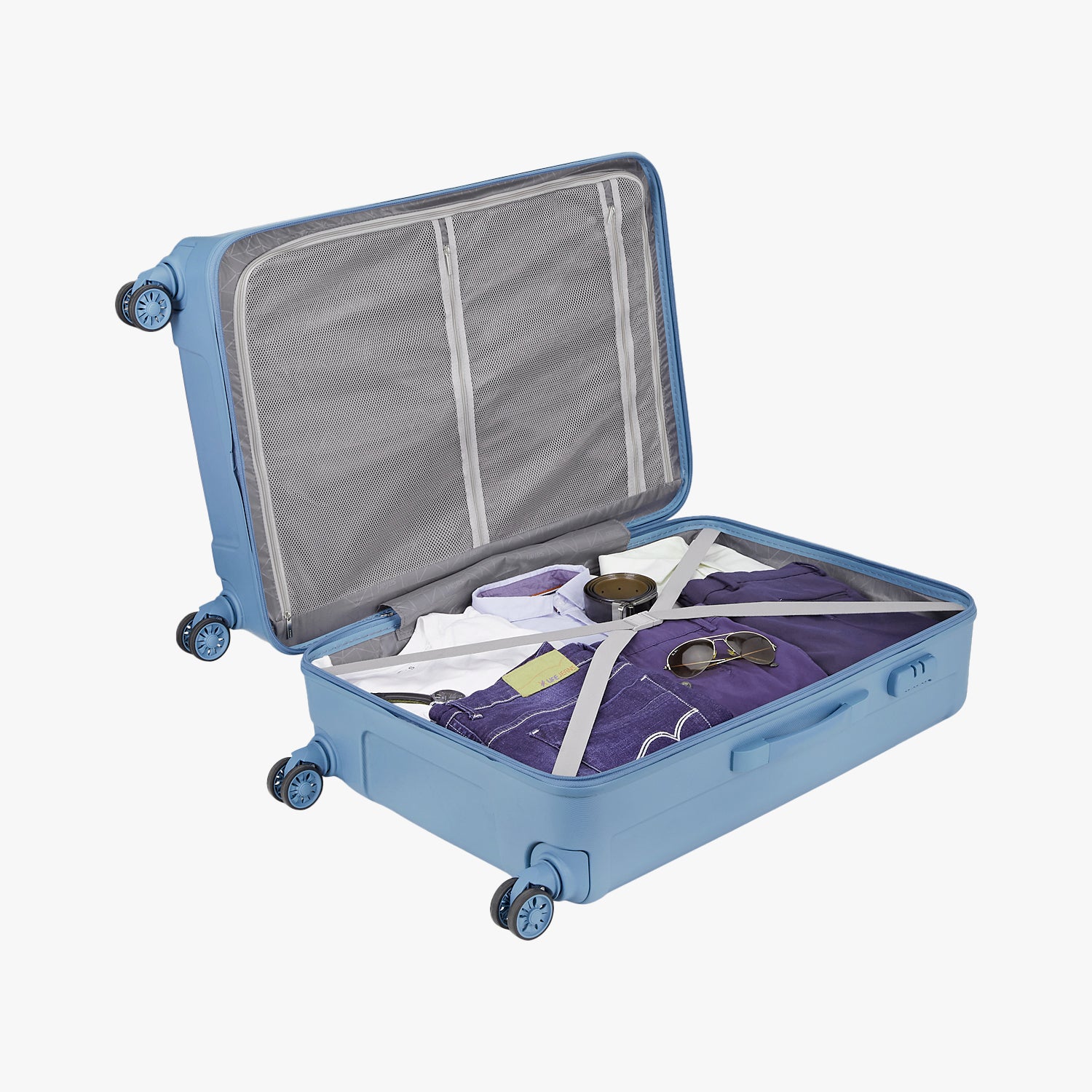 Safari Linea Set of 3 Pearl Blue Trolley Bags with Dual Wheels