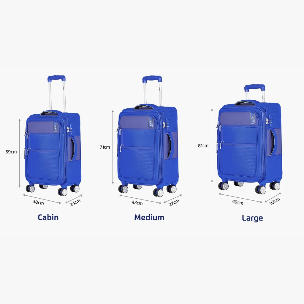 Safari Jetsetter Blue Trolley Bag with Dual Wheels & TSA Lock