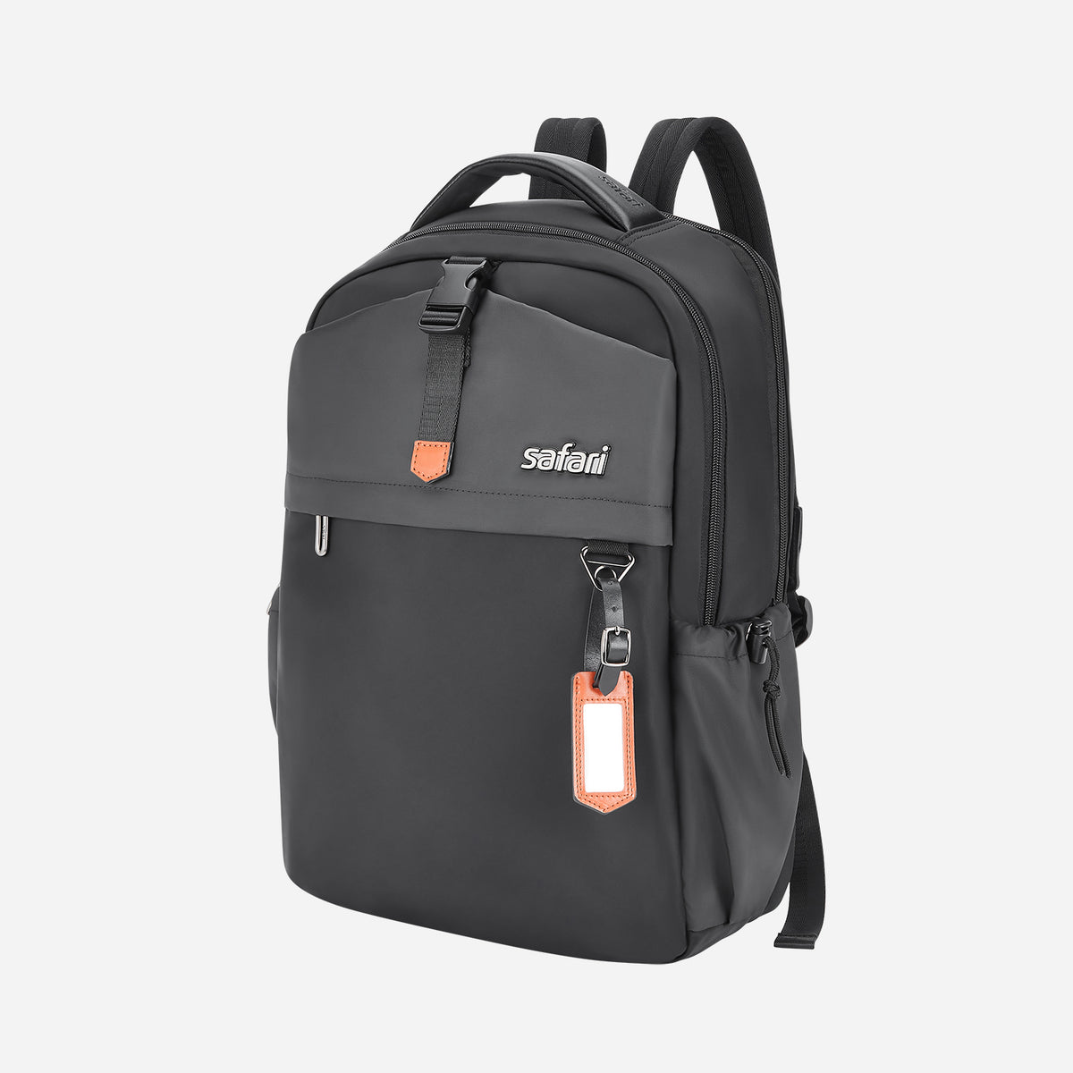 Safari Trooper 20L Black Formal Backpack with Premium Nylon Fabric, Name Tag and Trolley Sleeve