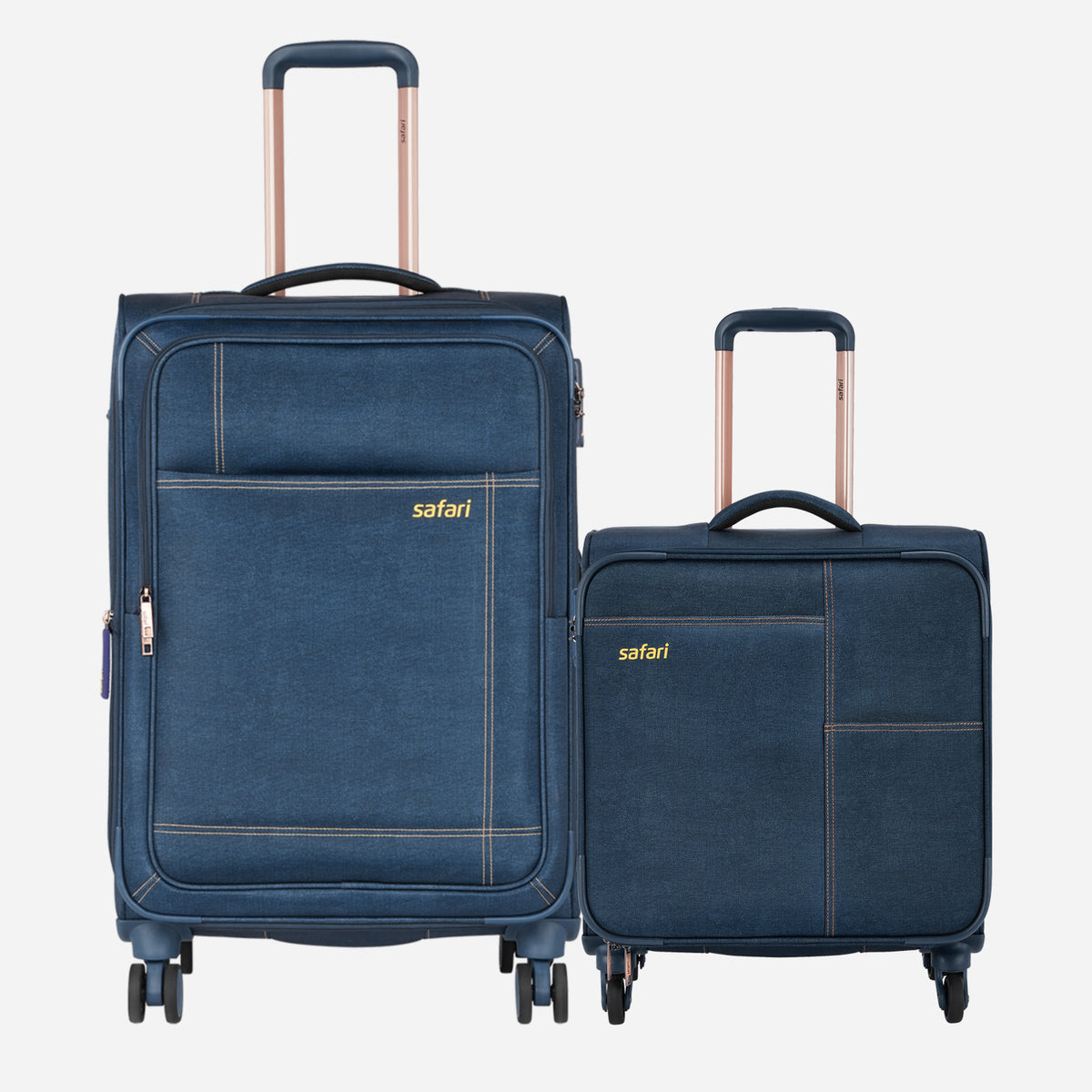 Safari Denim Plus Set of 2 Blue Trolley Bags with Dual Wheels