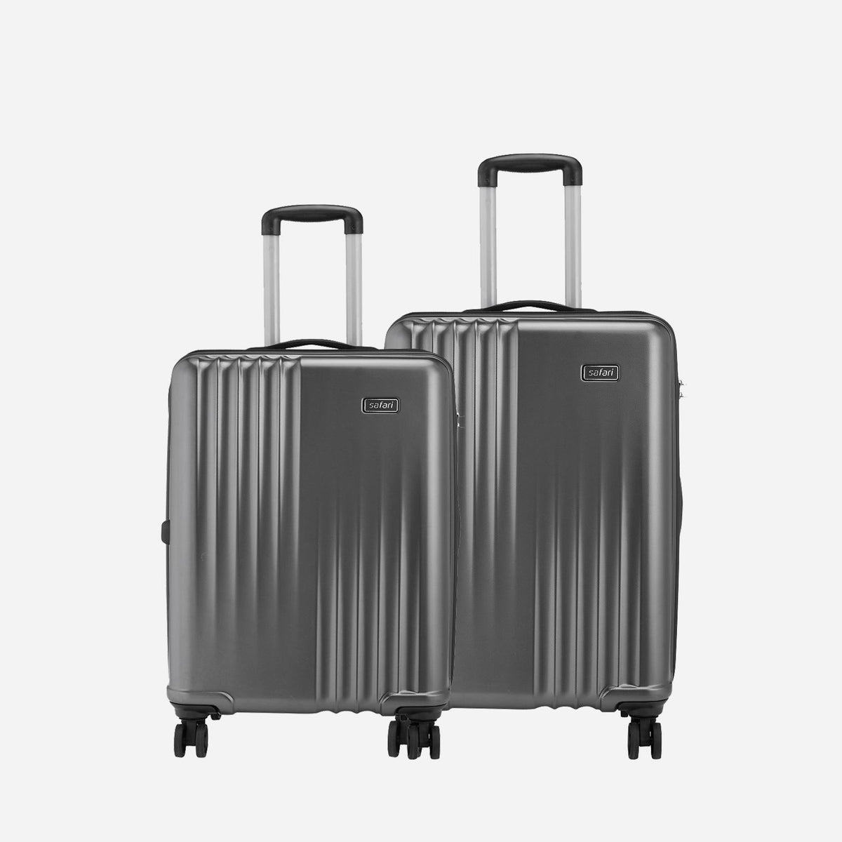 Safari Ryder Set of 2 Gun Metal Trolley Bags with Dual Wheels