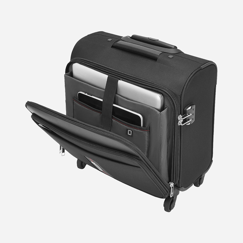 Safari Brighton Black Overnighter Laptop Trolley Bag with Fixed Combination Lock