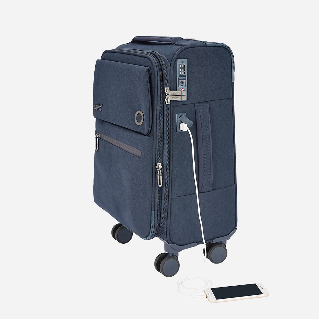 Safari Bristol Blue Trolley Bag with TSA Lock & USB Charging Port