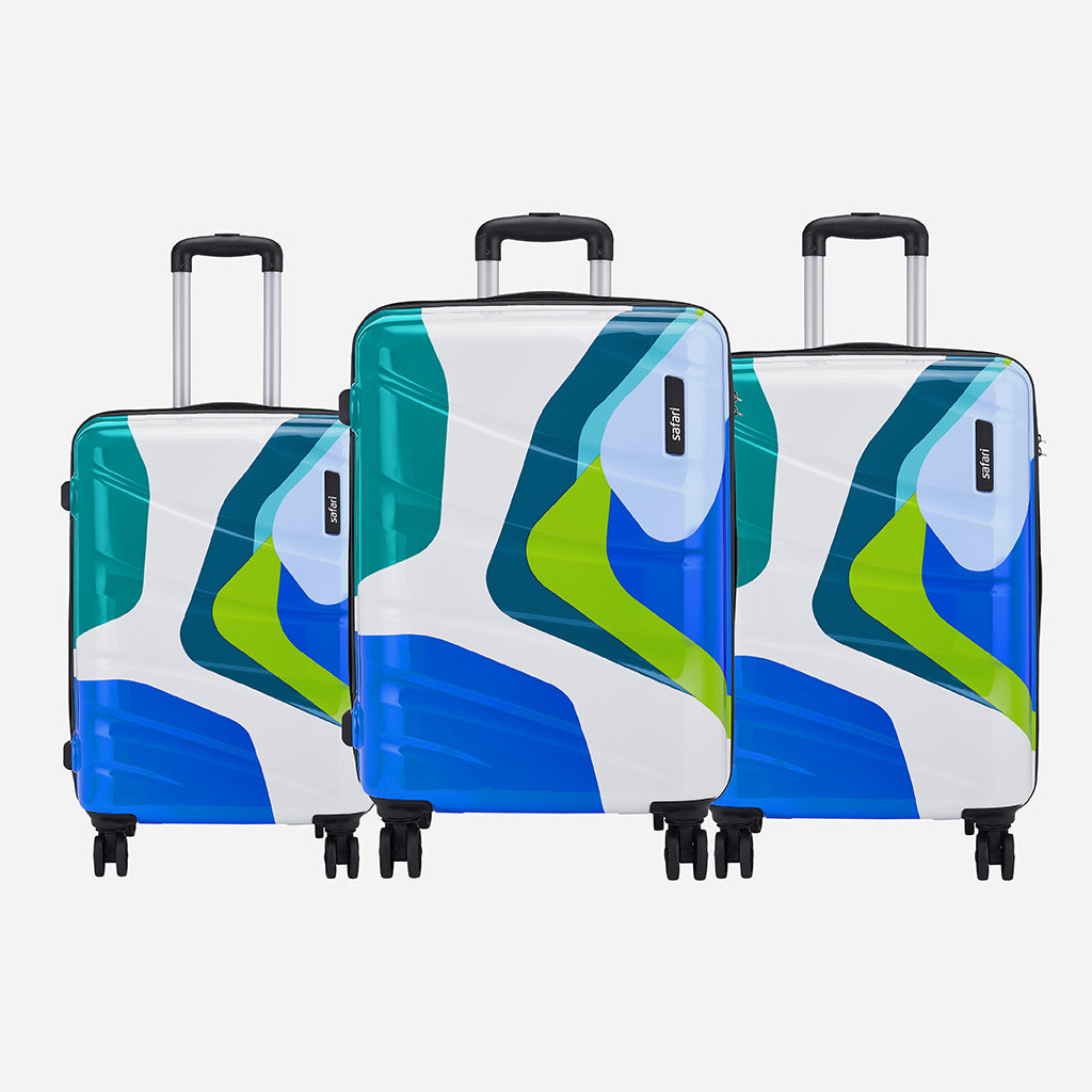 Safari Chroma Plus Set of 3 Printed Trolley Bags with Dual Wheels
