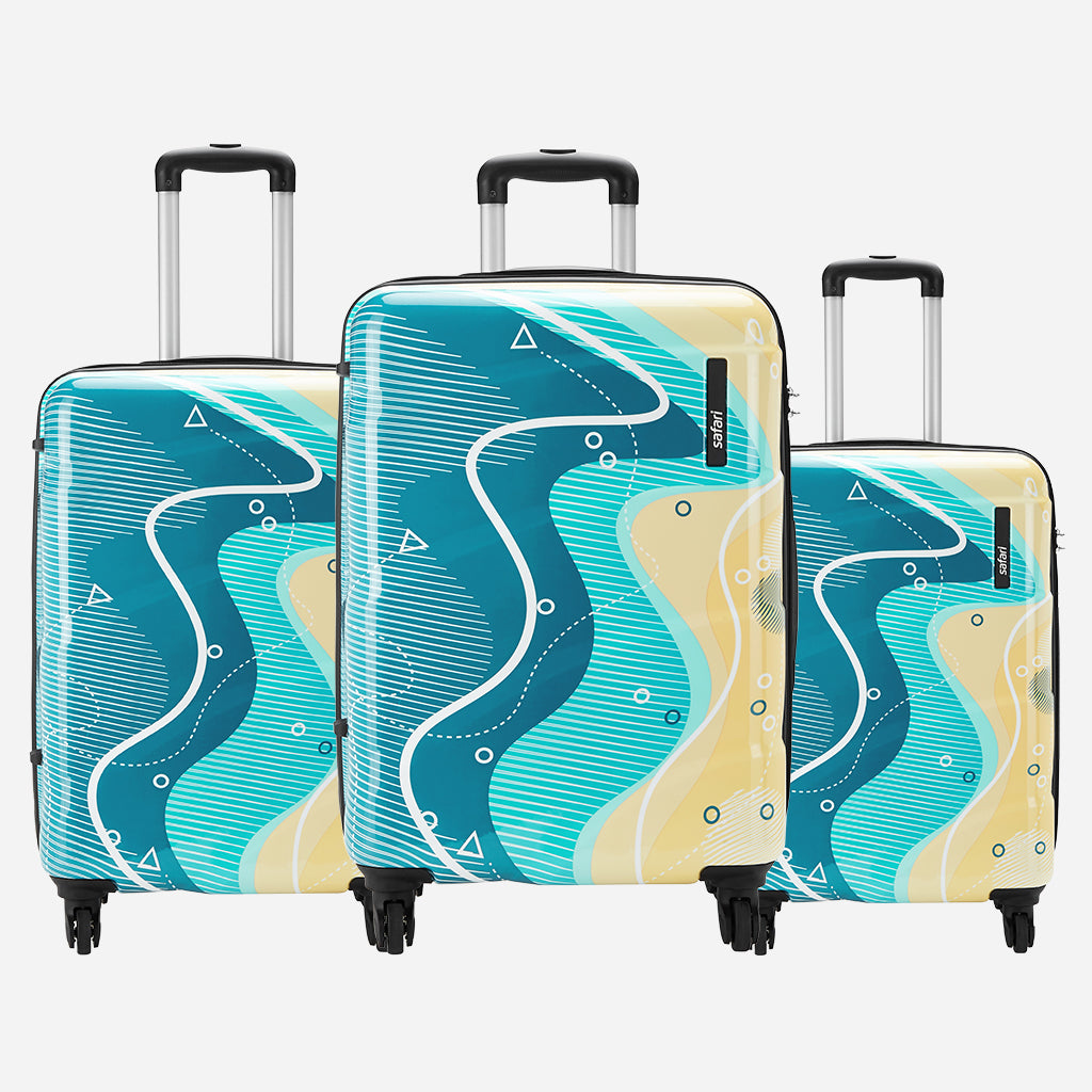 Safari Coastline Set of 3 Printed Trolley Bags with 360° Wheels