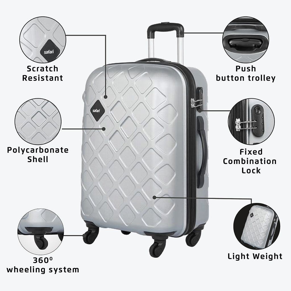 Mosaic Hard Luggage Combo Set (Cabin, Medium, Large) - Silver