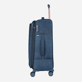 Safari Denim Plus Navy Blue Trolley Bag with Dual Wheels