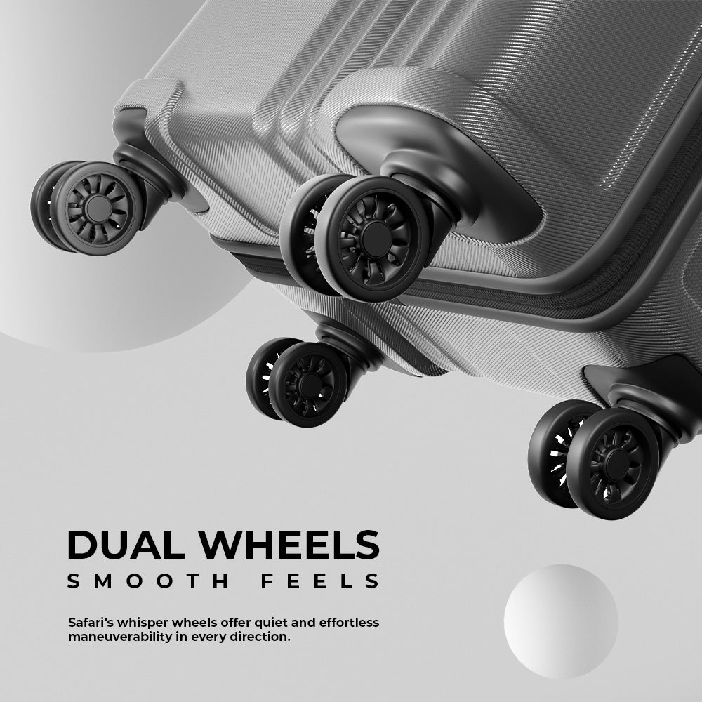 Safari Ryder Set of 3 Gun Metal & Midnight Blue Trolley Bags with Dual Wheels