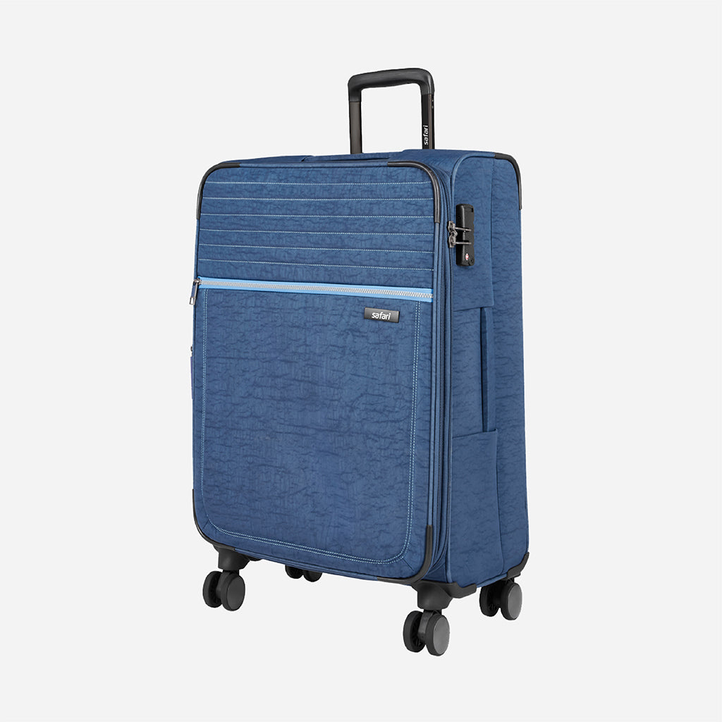 Safari Duvet Anti Theft Blue Trolley Bag with Dual Wheels & TSA lock