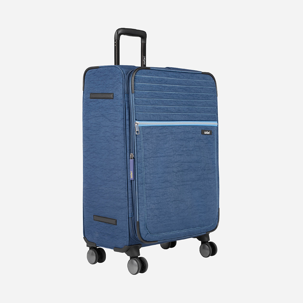 Safari Duvet Anti Theft Blue Trolley Bag with Dual Wheels & TSA lock