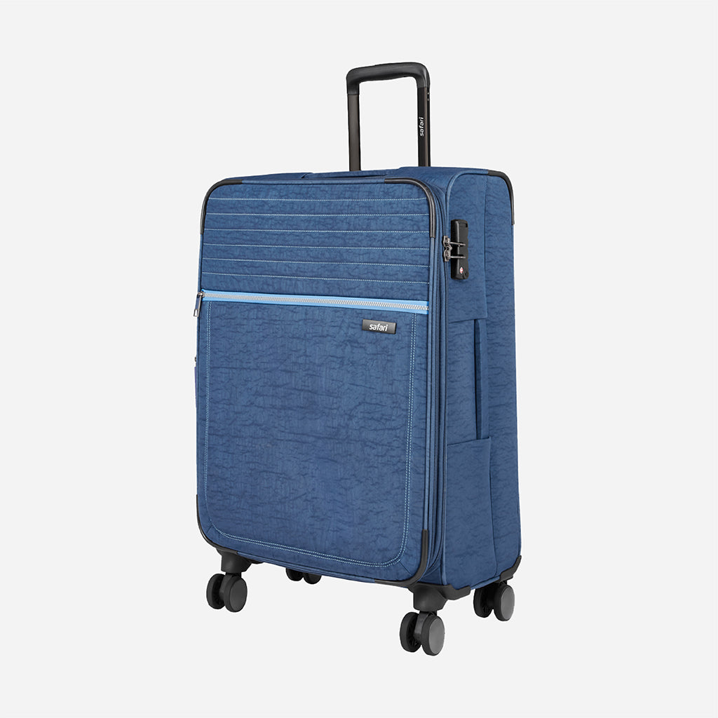 Safari Duvet Anti Theft Blue Trolley Bag with Dual Wheels & TSA lock