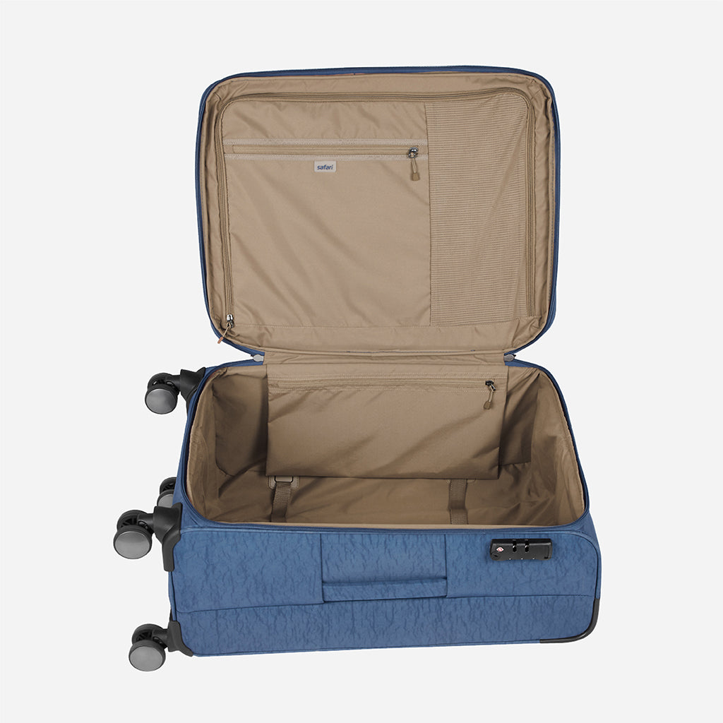 Safari Duvet Anti Theft Blue Trolley Bag with Dual Wheels & TSA lock