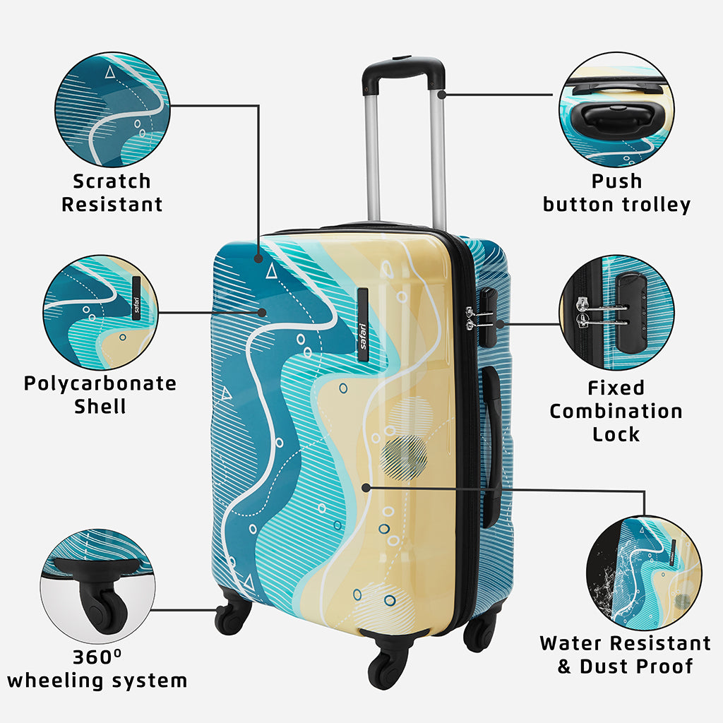 Safari Coastline Set of 3 Printed Trolley Bags with 360° Wheels