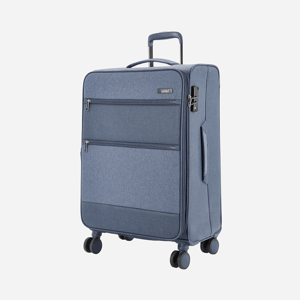 Safari Harmony Blue Trolley Bag with Anti Theft Zipper