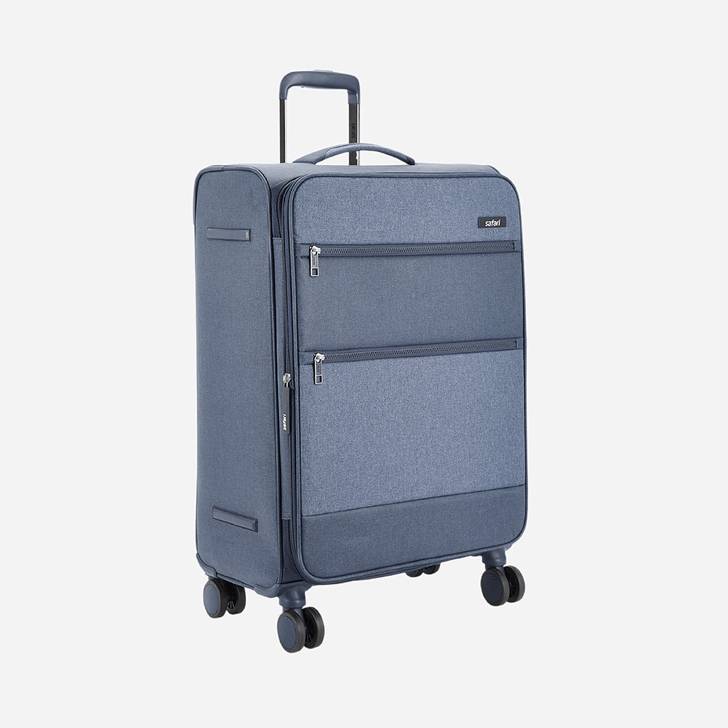 Safari Harmony Blue Trolley Bag with Anti Theft Zipper