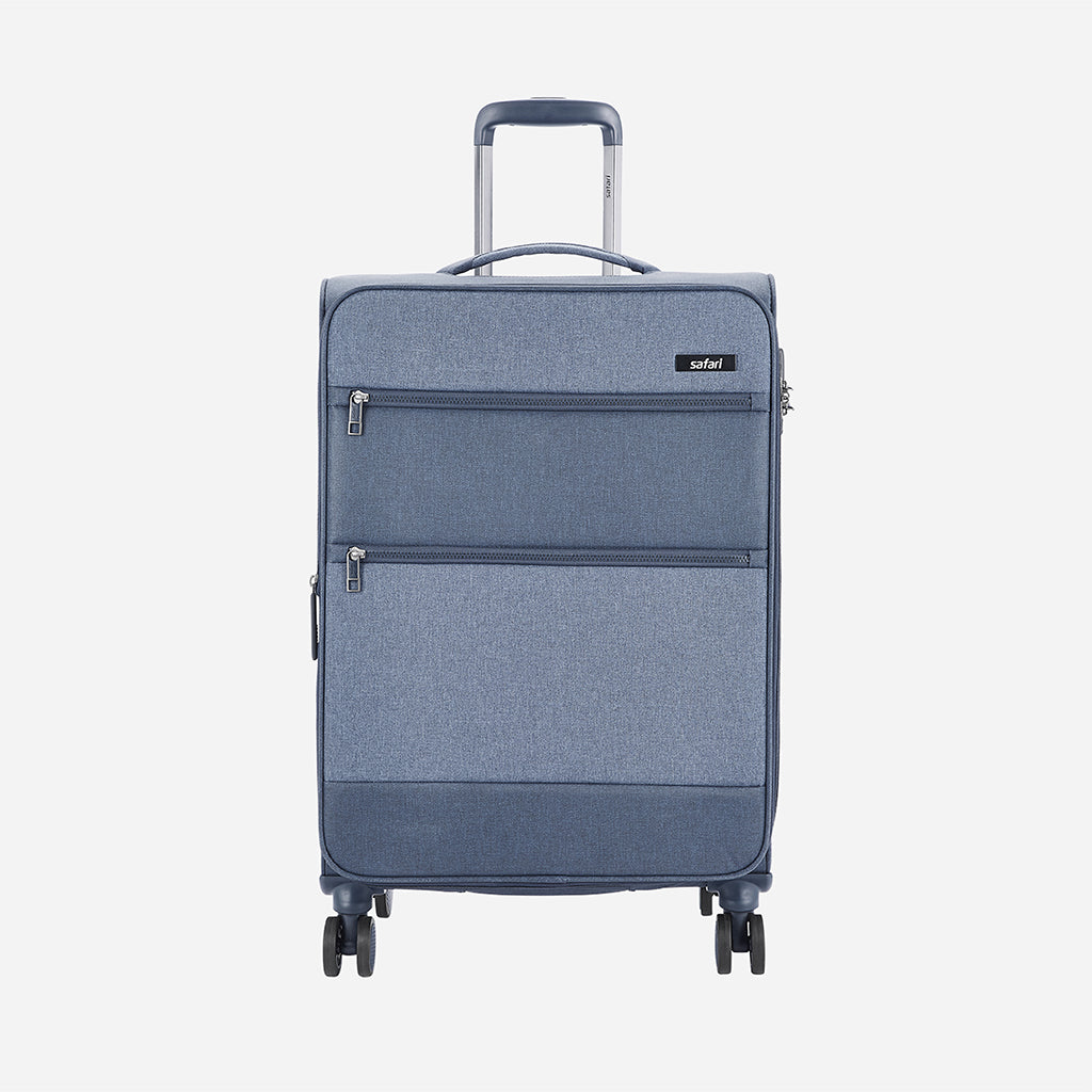 Safari Harmony Blue Trolley Bag with Anti Theft Zipper