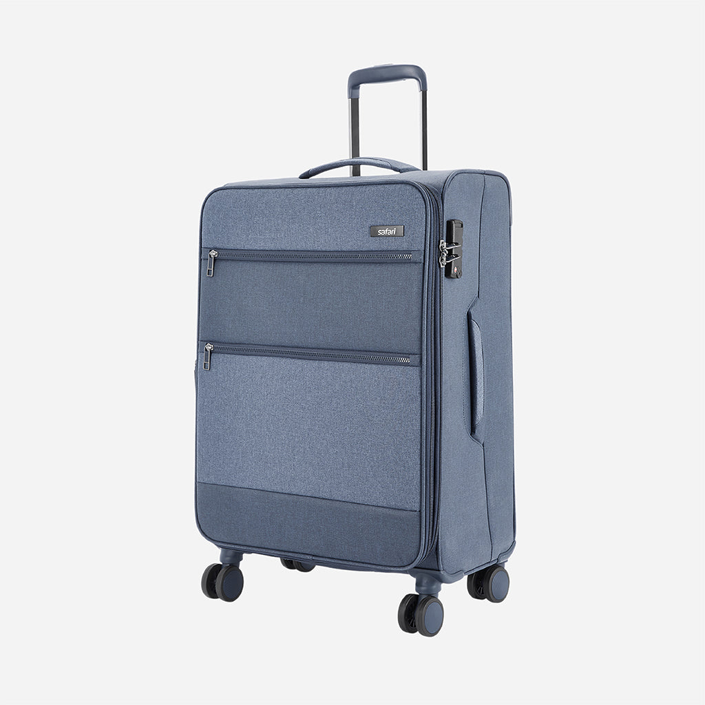 Safari Harmony Blue Trolley Bag with Anti Theft Zipper