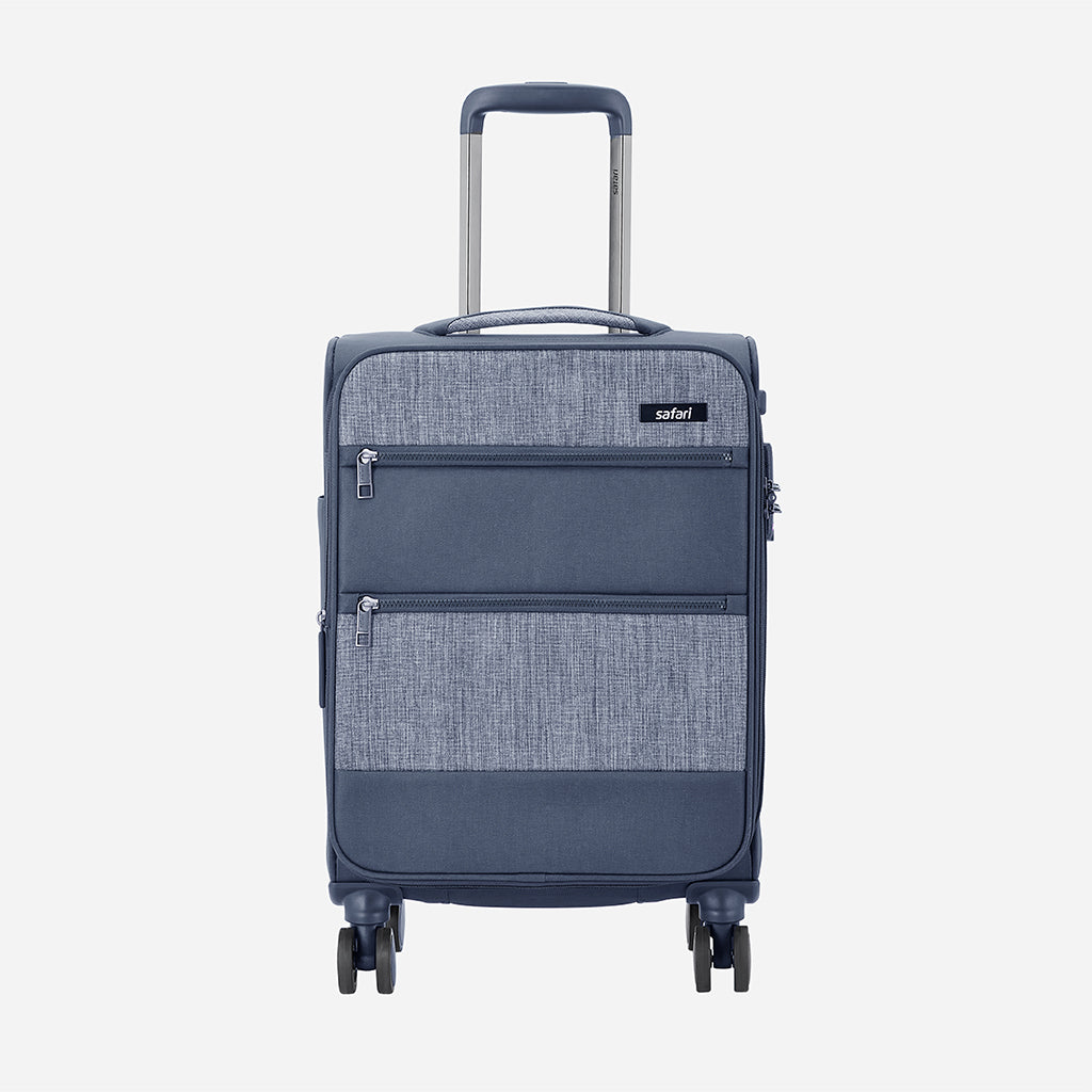 Safari Harmony Blue Trolley Bag with Anti Theft Zipper