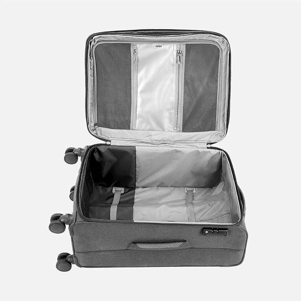 Safari Harmony Grey Trolley Bag with Dual Wheels & TSA Lock