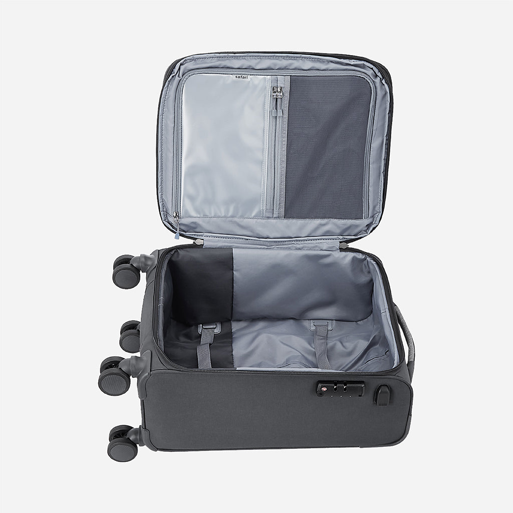 Safari Harmony Grey Trolley Bag with Dual Wheels & TSA Lock