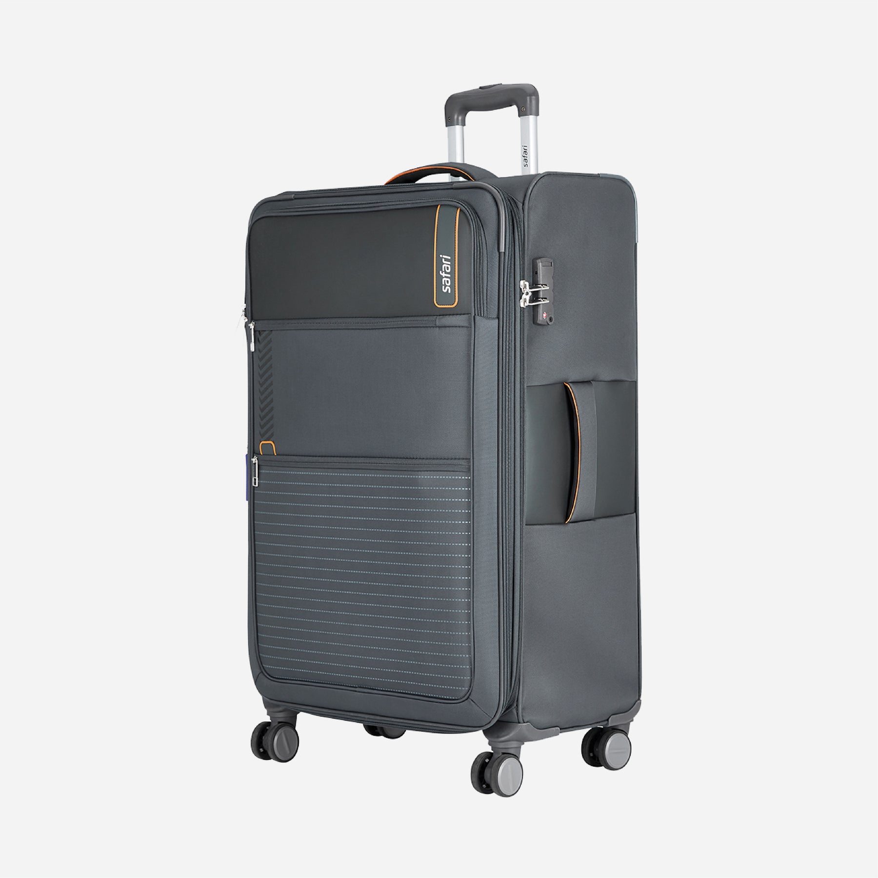 Safari Jetsetter Grey Trolley Bag with Anti Theft Zipper,TSA lock and Dual Wheels