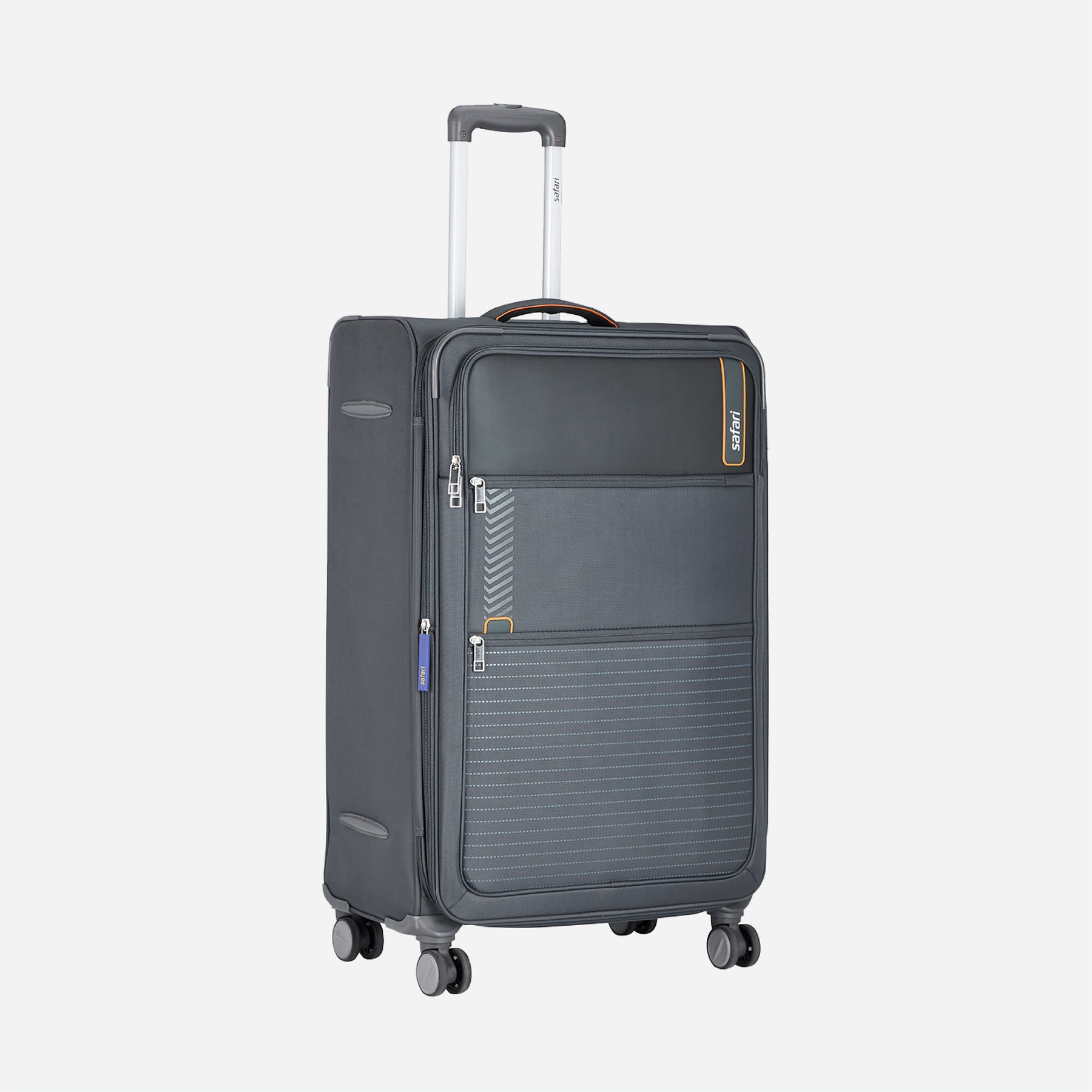 Safari Jetsetter Grey Trolley Bag with Anti Theft Zipper,TSA lock and Dual Wheels